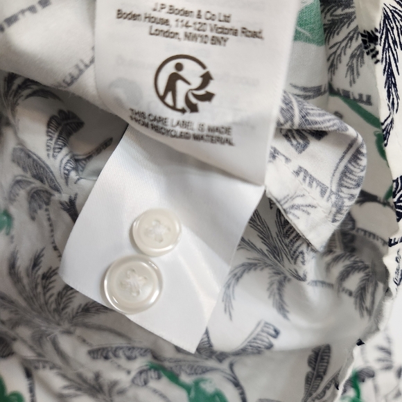 Boden The Classic Shirt Monkey Jungle Chimp Palm Trees Print Size 10 - Picture 8 of 9